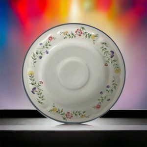 English Garden Saucer Genuine StoneWare Thailand  6" Diameter Pink Purple Floral